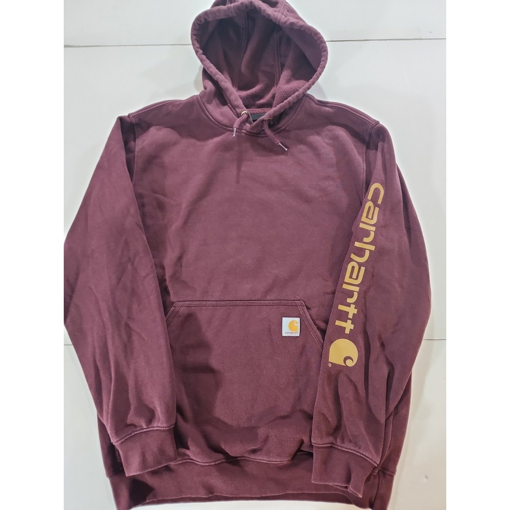 Carhartt Loose Fit Midweight Hoodie Mens Medium Port Burgundy Sleeve Logo K288